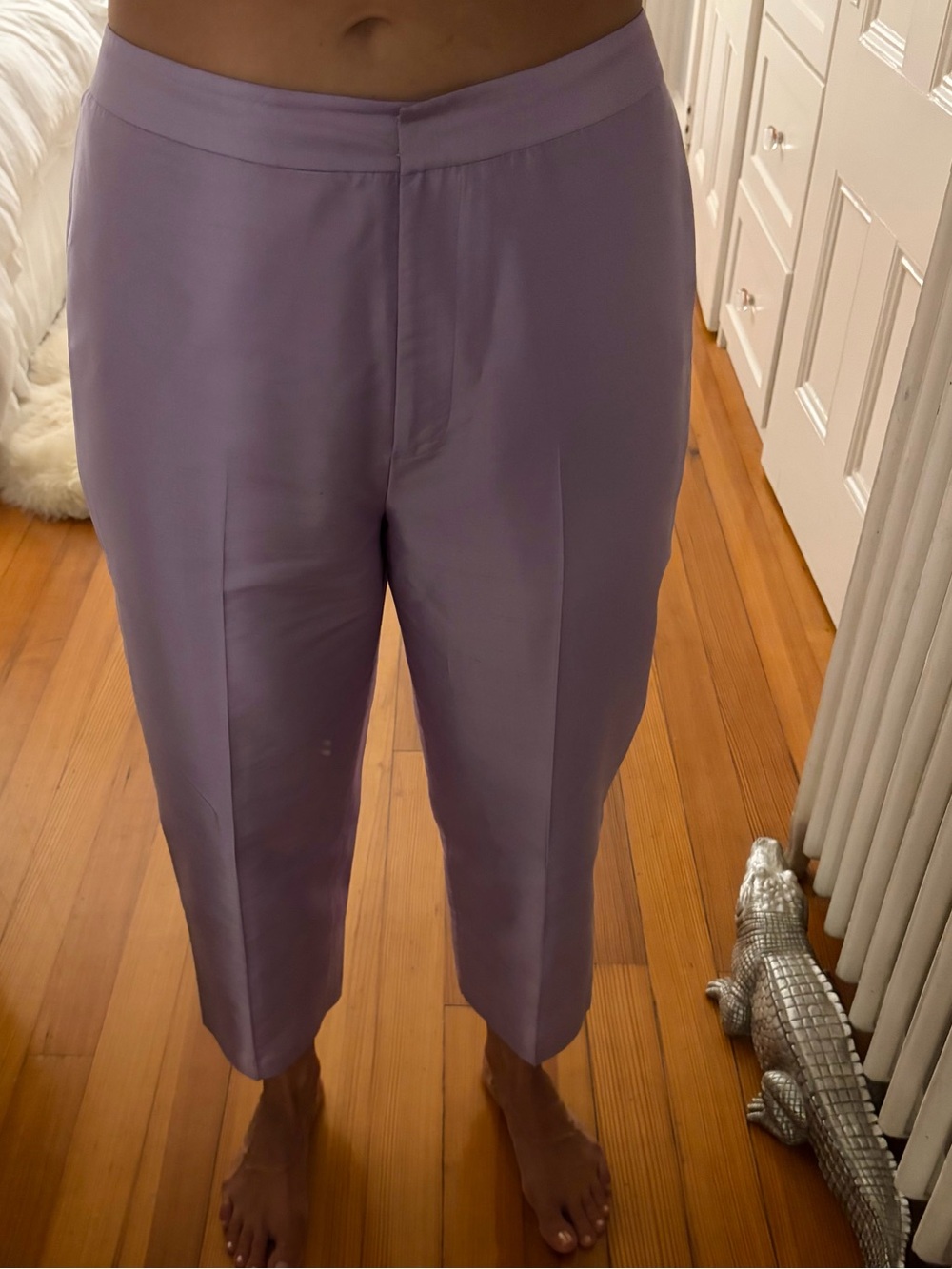 Taffeta silk lilac purple pants